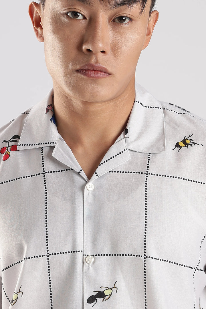 White animal printed shirt