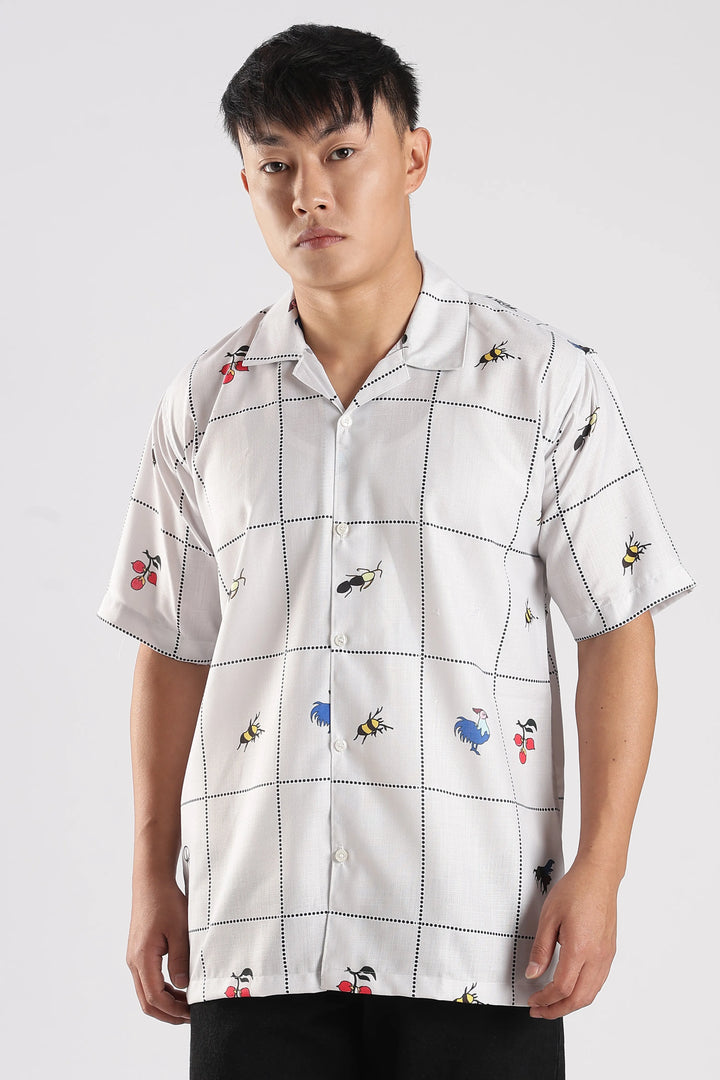 White animal printed shirt