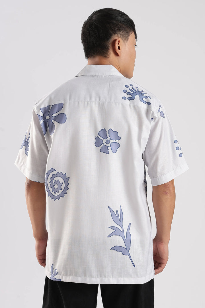 White flower printed shirt