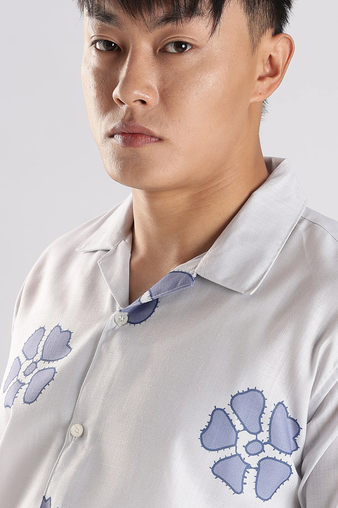 White flower printed shirt