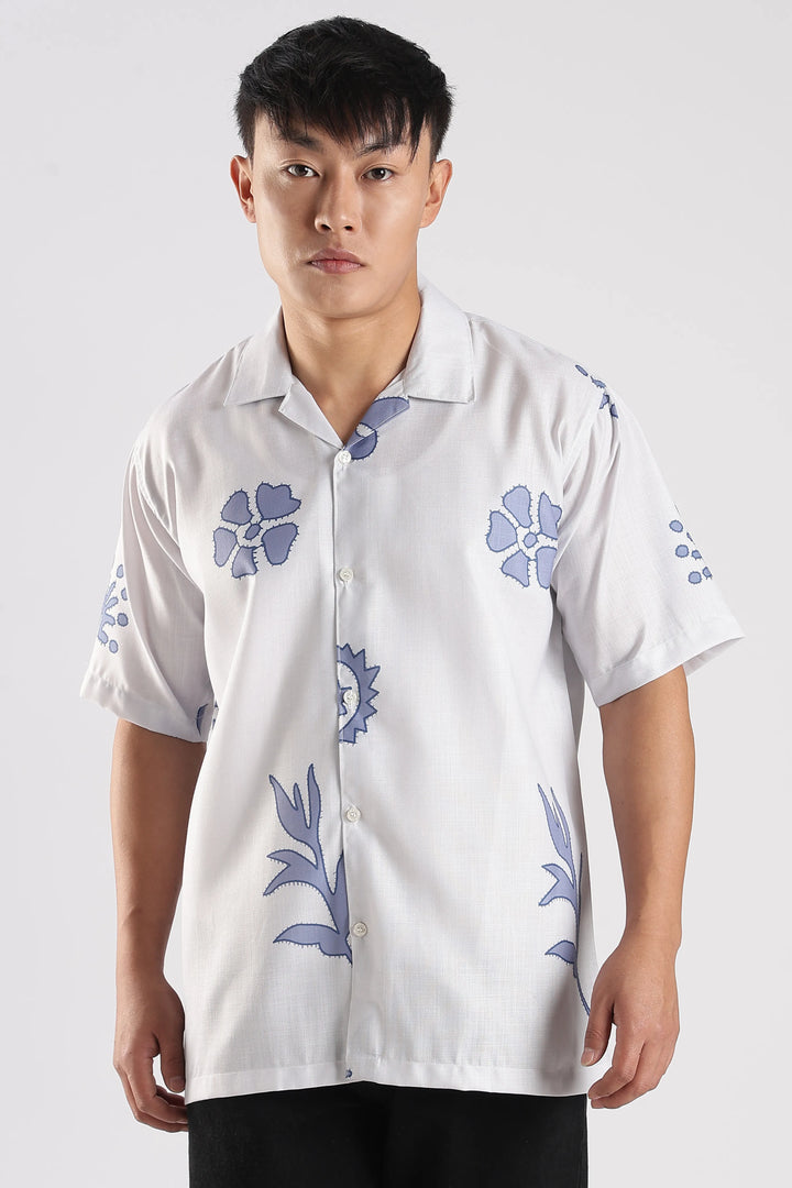 White flower printed shirt