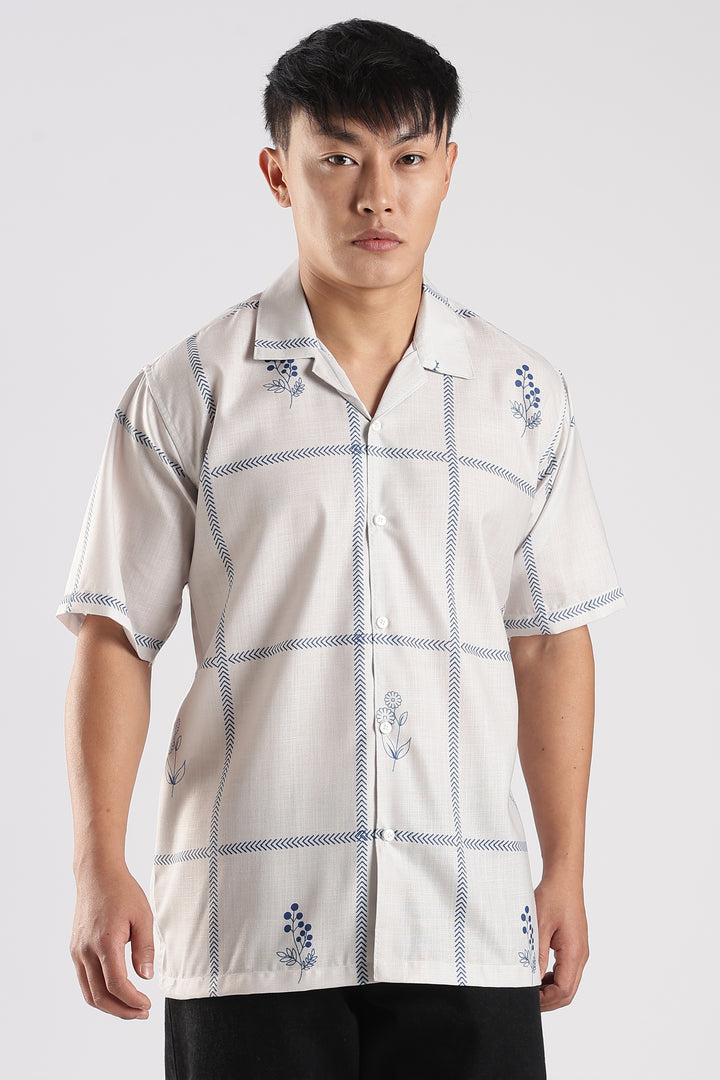 White flower printed shirt