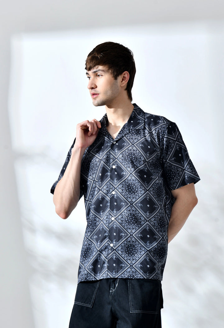 Black paisley printed half sleeve shirt