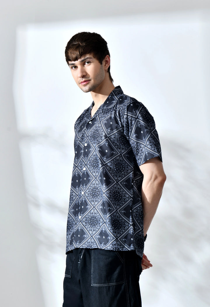 Black paisley printed half sleeve shirt