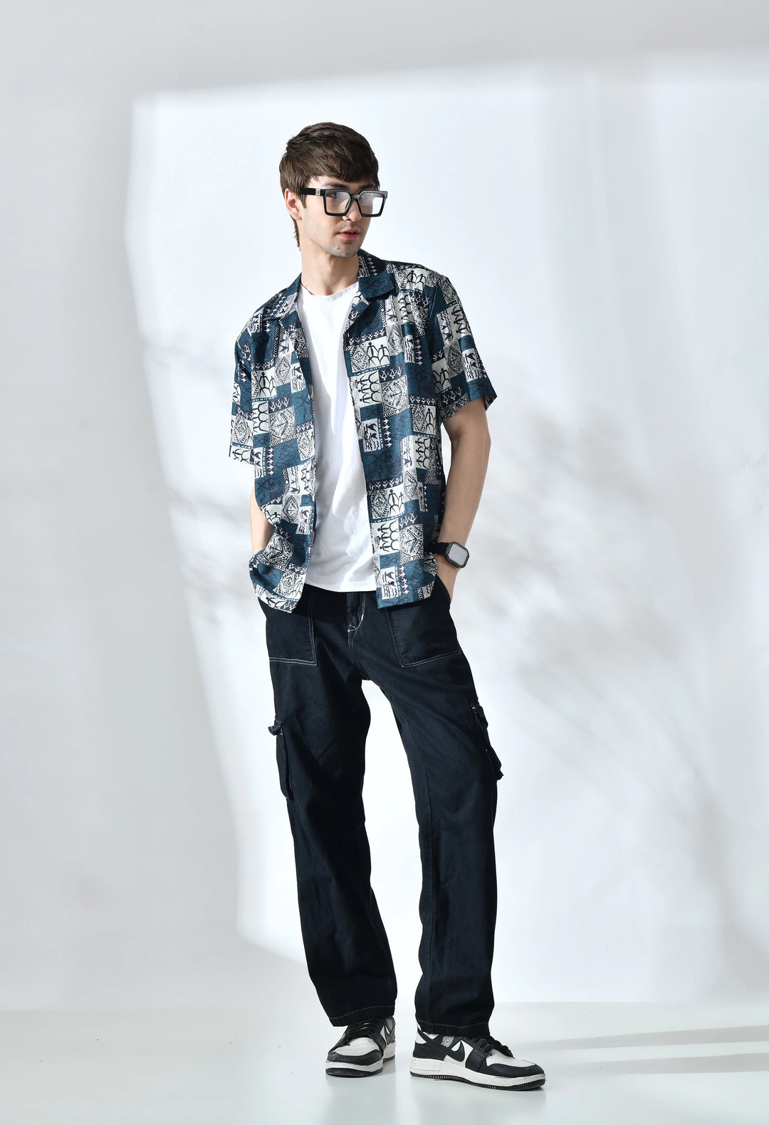 Green graphic printed half sleeve shirt