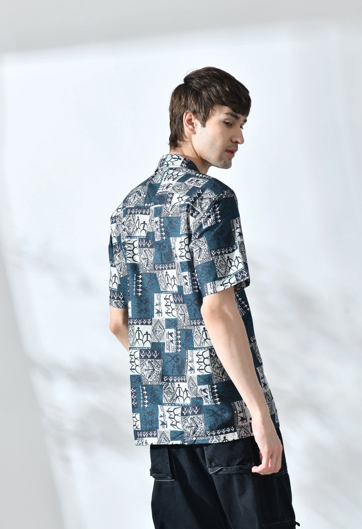 Green graphic printed half sleeve shirt