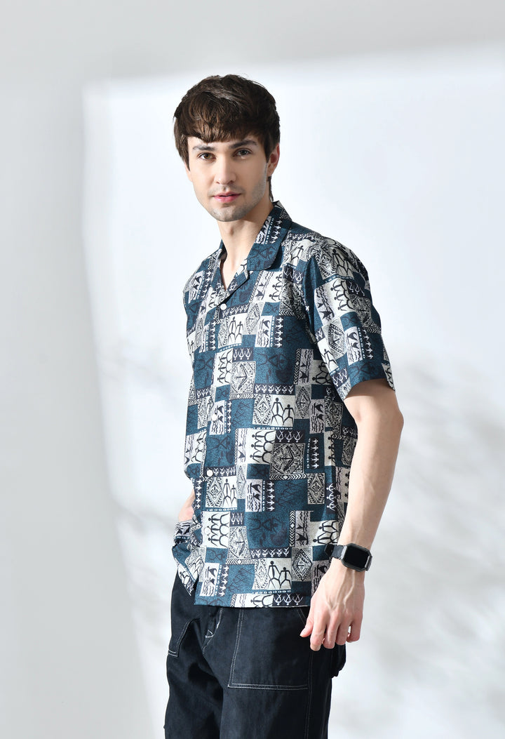 Green graphic printed half sleeve shirt