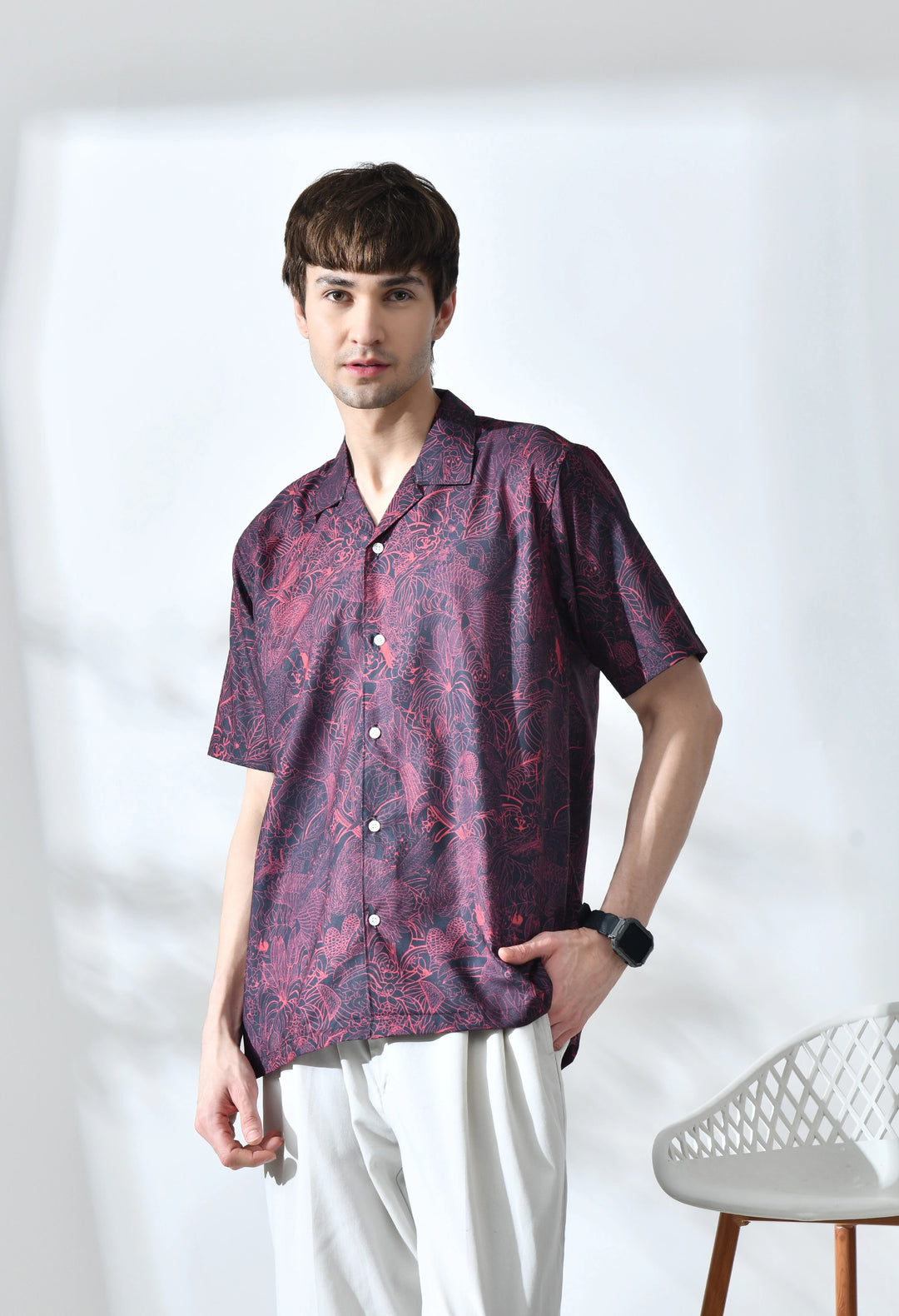 Black and Red dragon printed half sleeve shirt