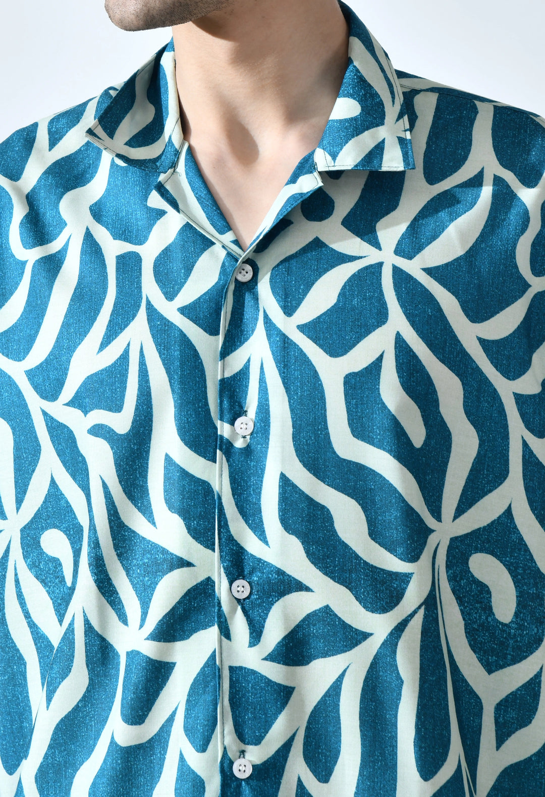 Green abstract printed half sleeve shirt