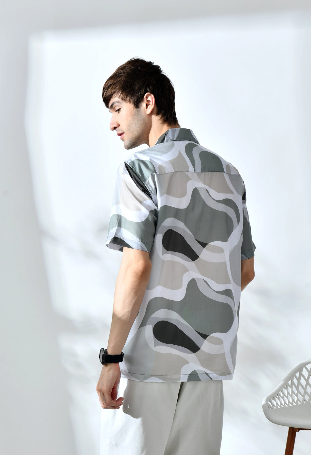 Slatgreen abstract printed half sleeve shirt