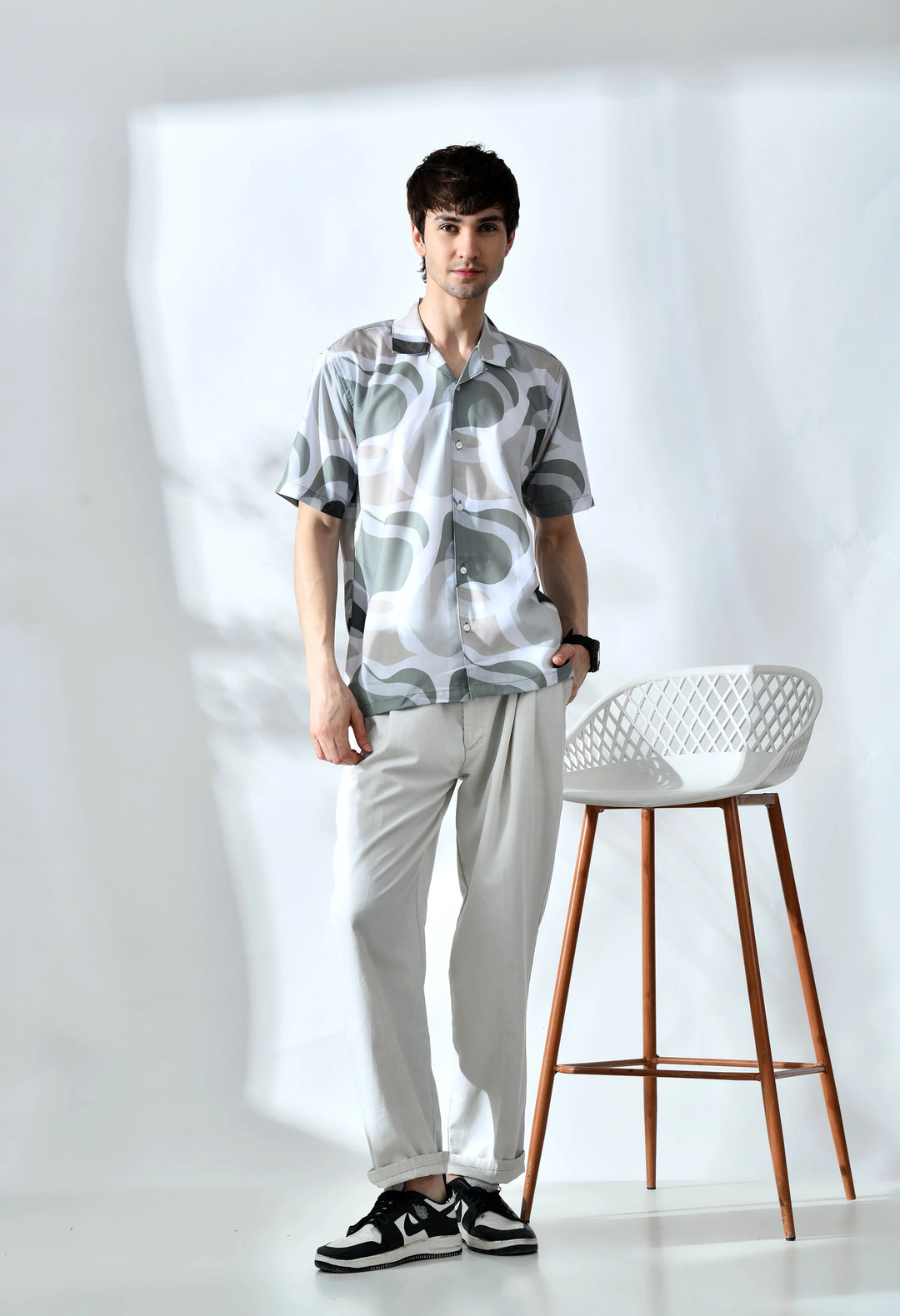 Slatgreen abstract printed half sleeve shirt