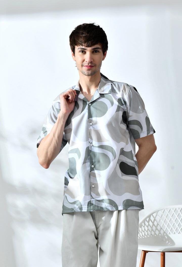 Slatgreen abstract printed half sleeve shirt