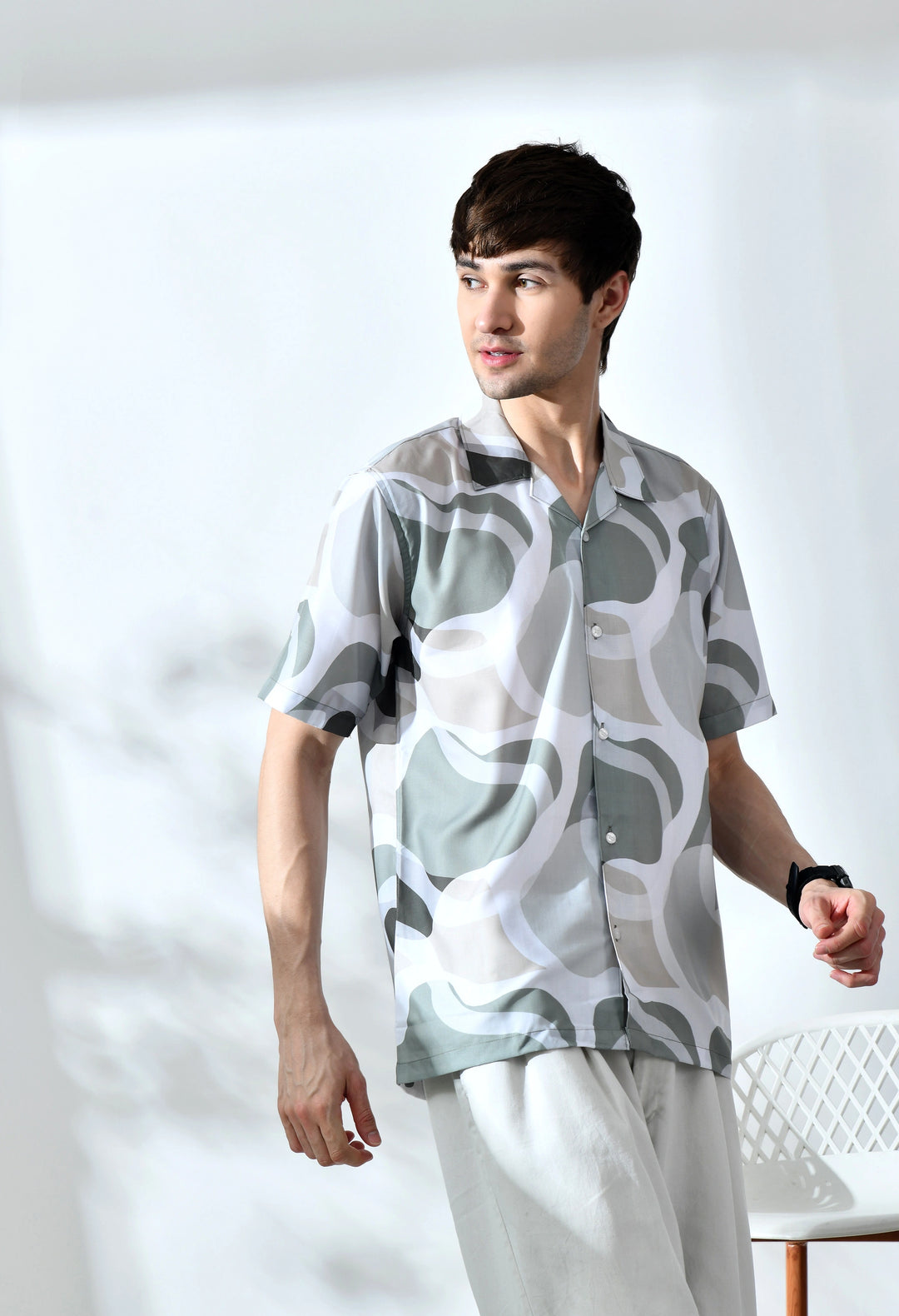 Slatgreen abstract printed half sleeve shirt