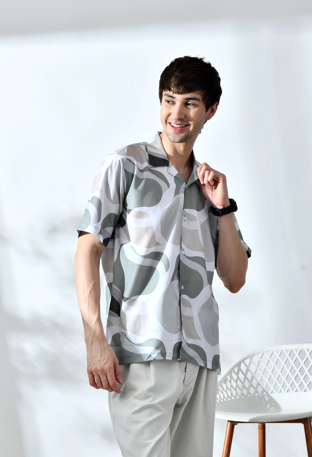 Slatgreen abstract printed half sleeve shirt