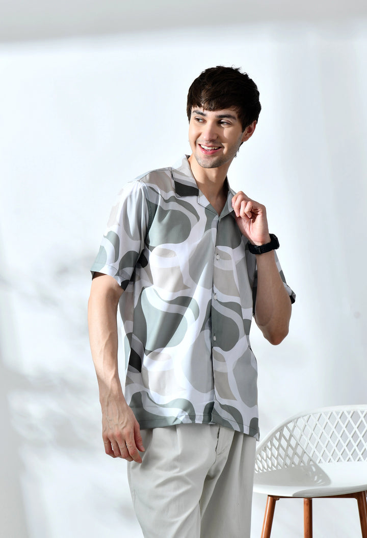 Slatgreen abstract printed half sleeve shirt