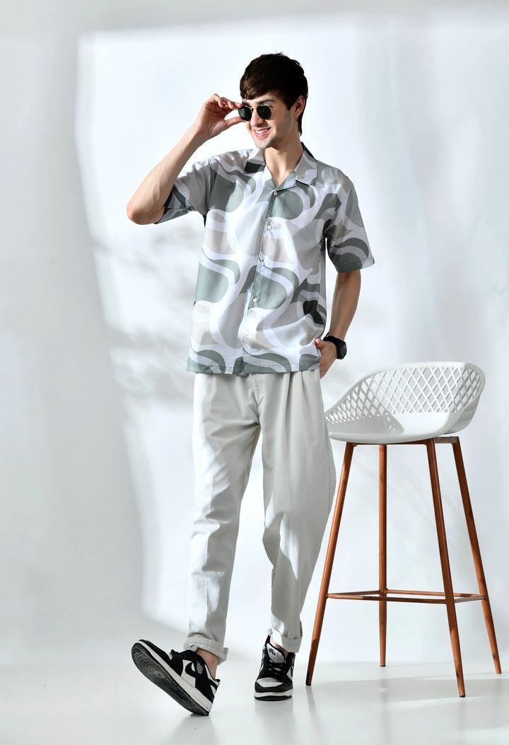 Slatgreen abstract printed half sleeve shirt