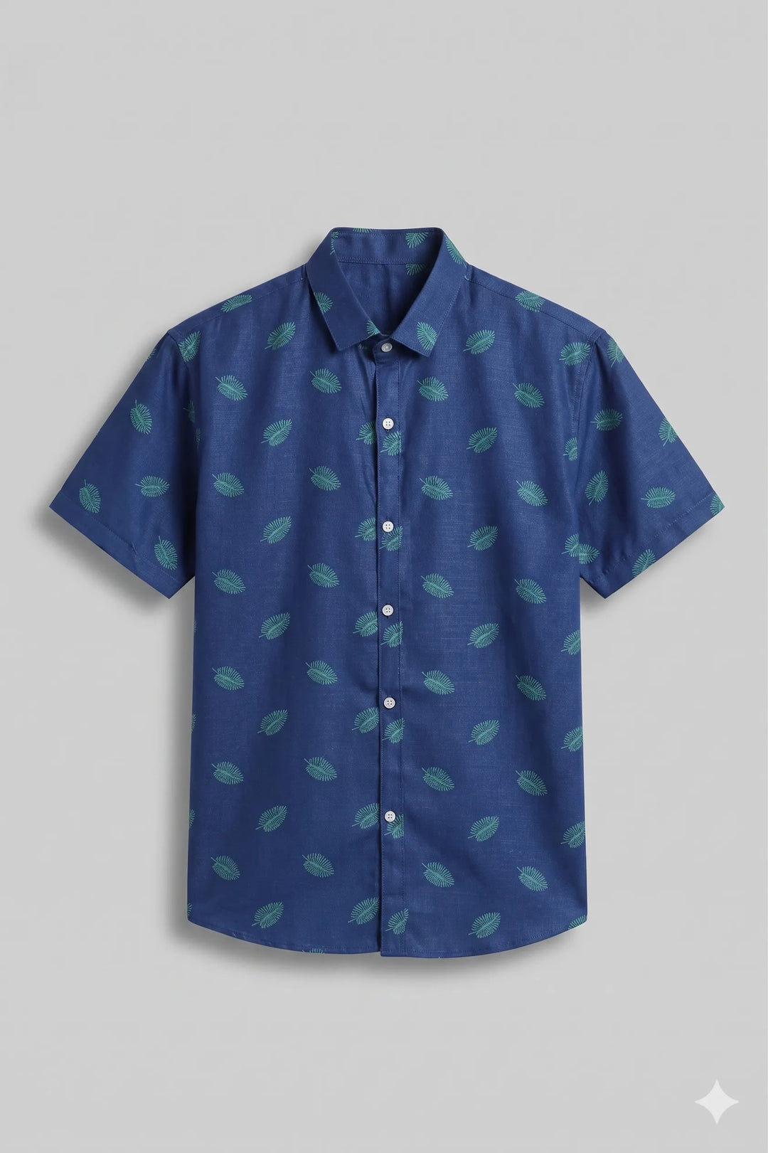 Blue leaf printed shirt