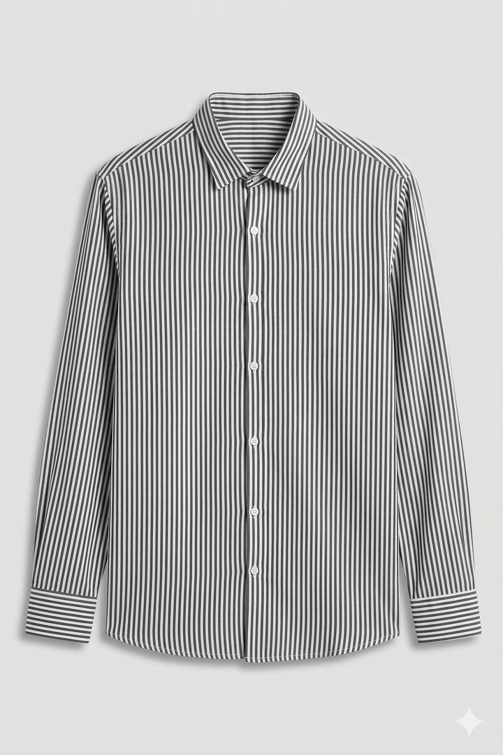 Grey stripe cotton shirt