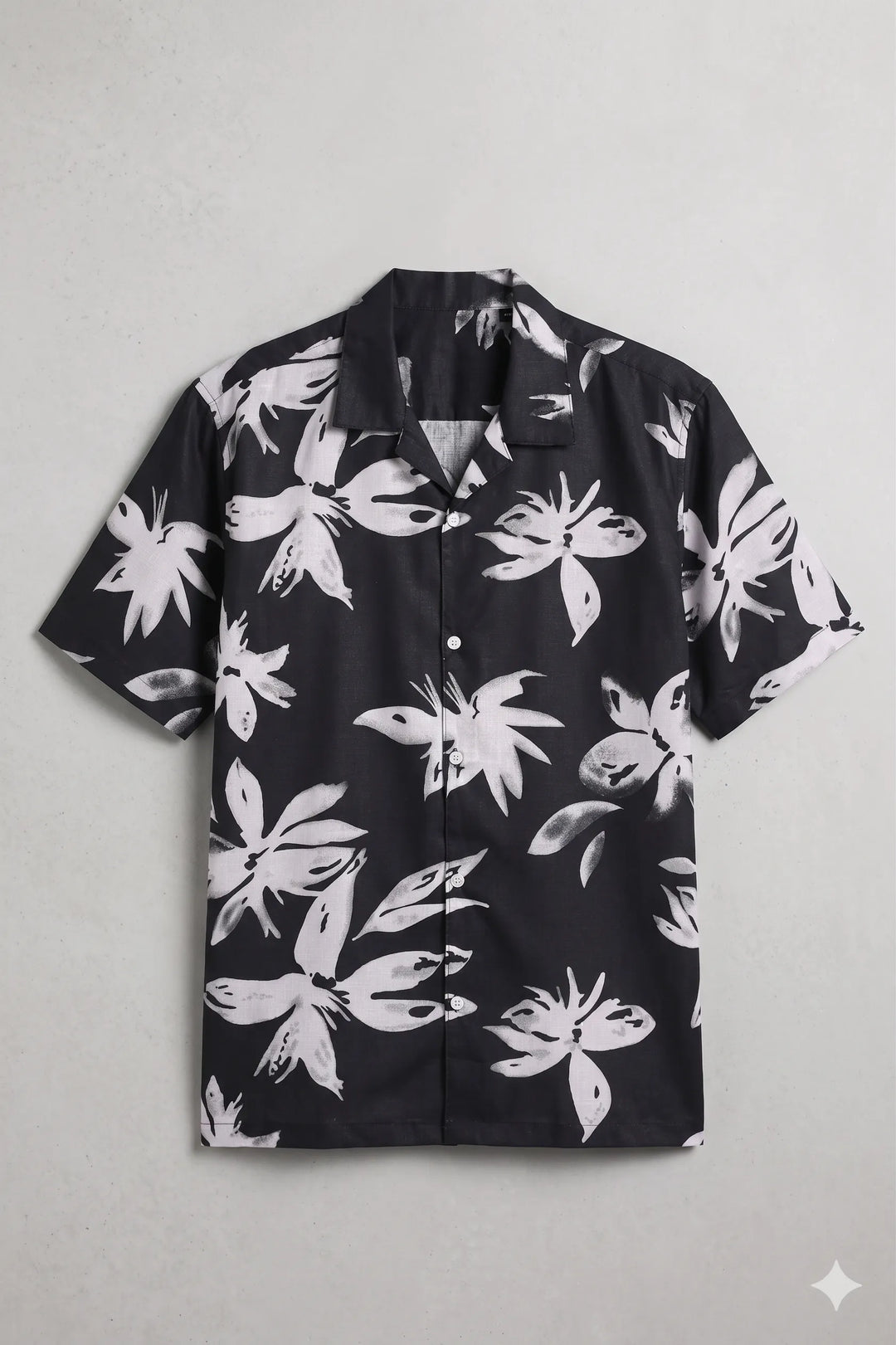 Black leaves printed shirt