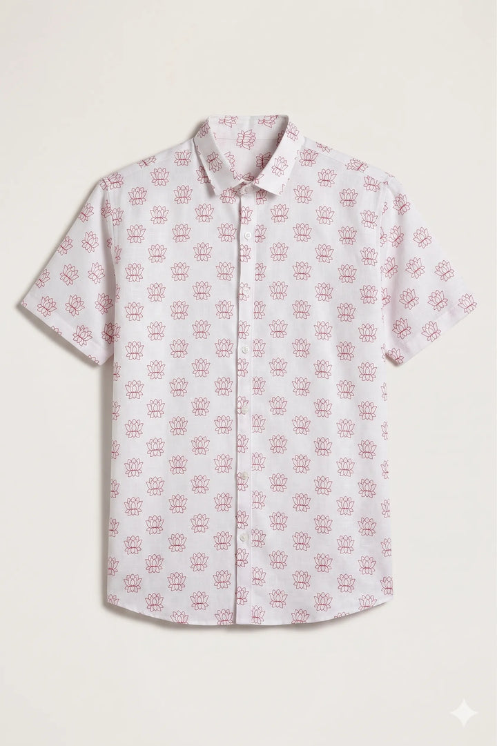 White lotus printed shirt
