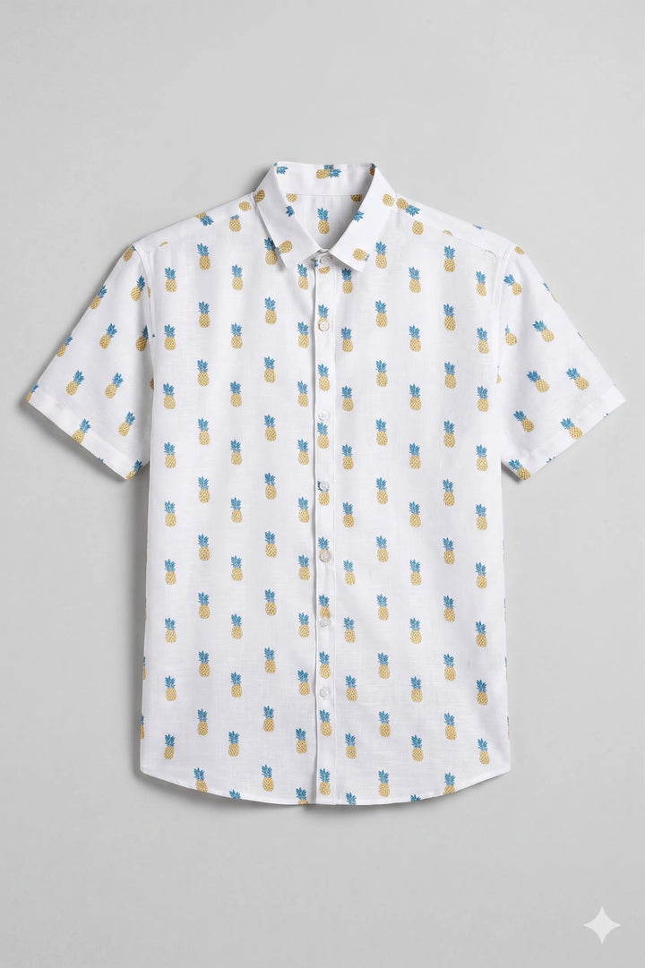 White pineapple printed shirt