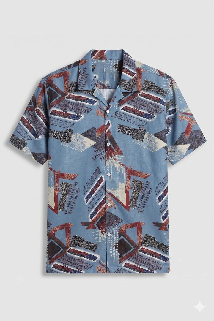 Dustyblue abstract printed shirt