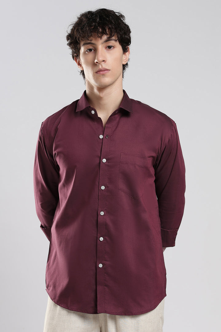 Maroon full sleeve cotton shirt