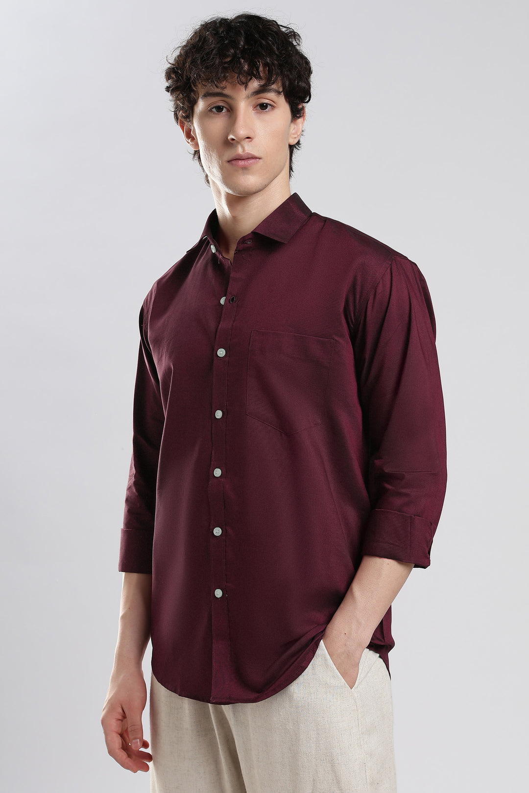 Maroon full sleeve cotton shirt