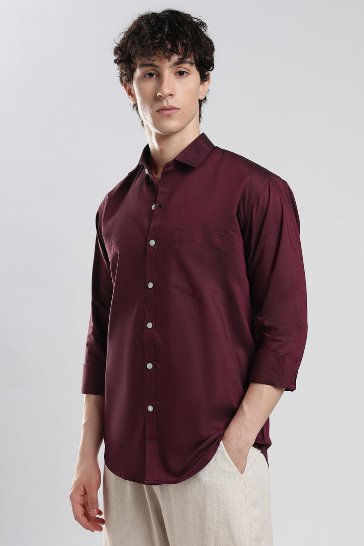 Maroon full sleeve cotton shirt