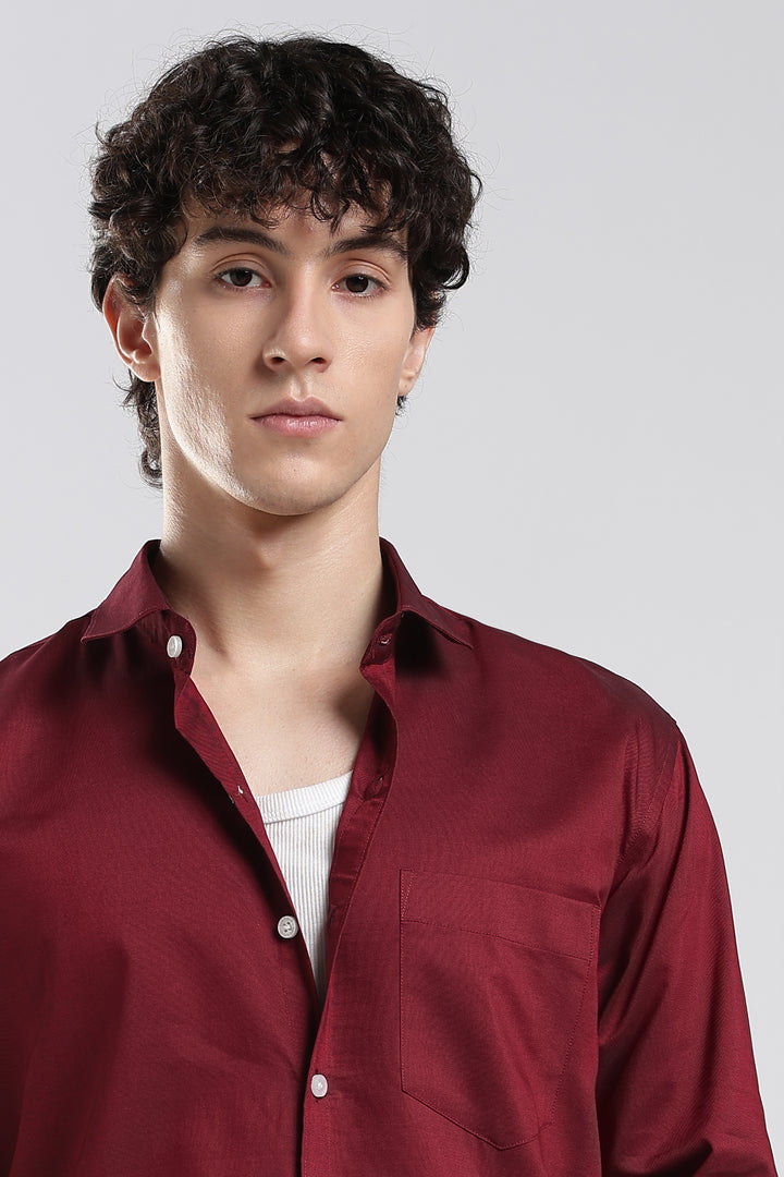 Maroon full sleeve cotton shirt