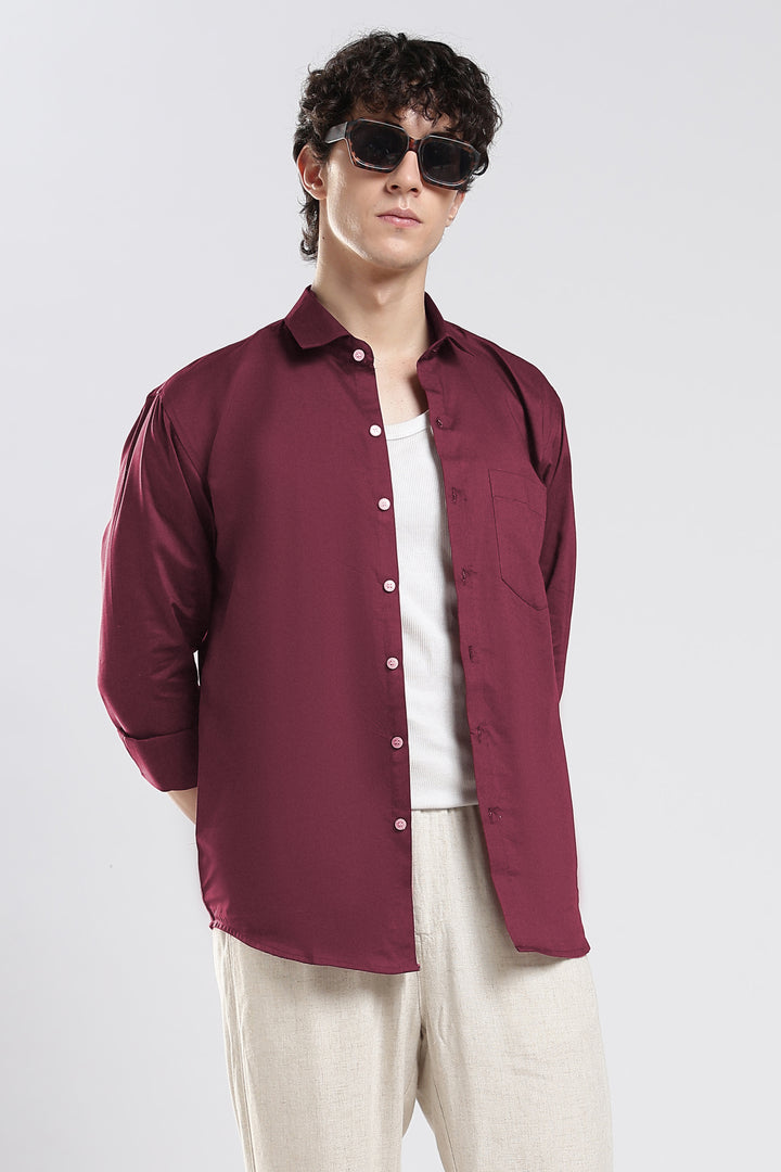 Maroon full sleeve cotton shirt