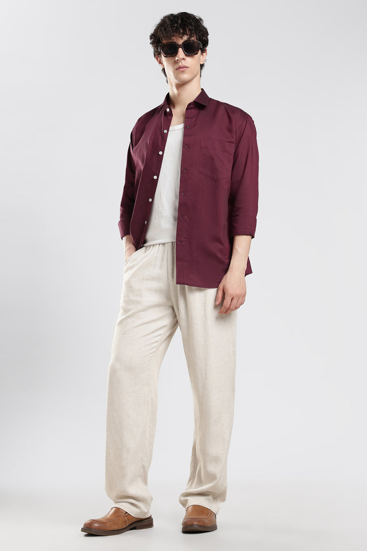 Maroon full sleeve cotton shirt