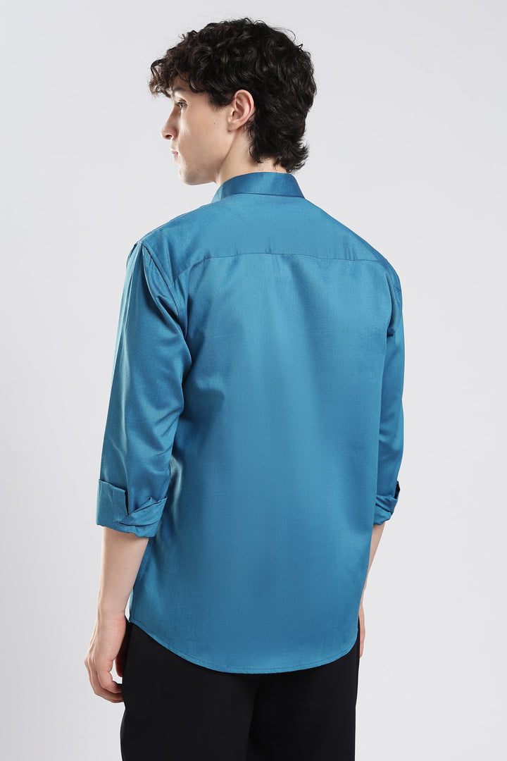 Teal full sleeve cotton shirt