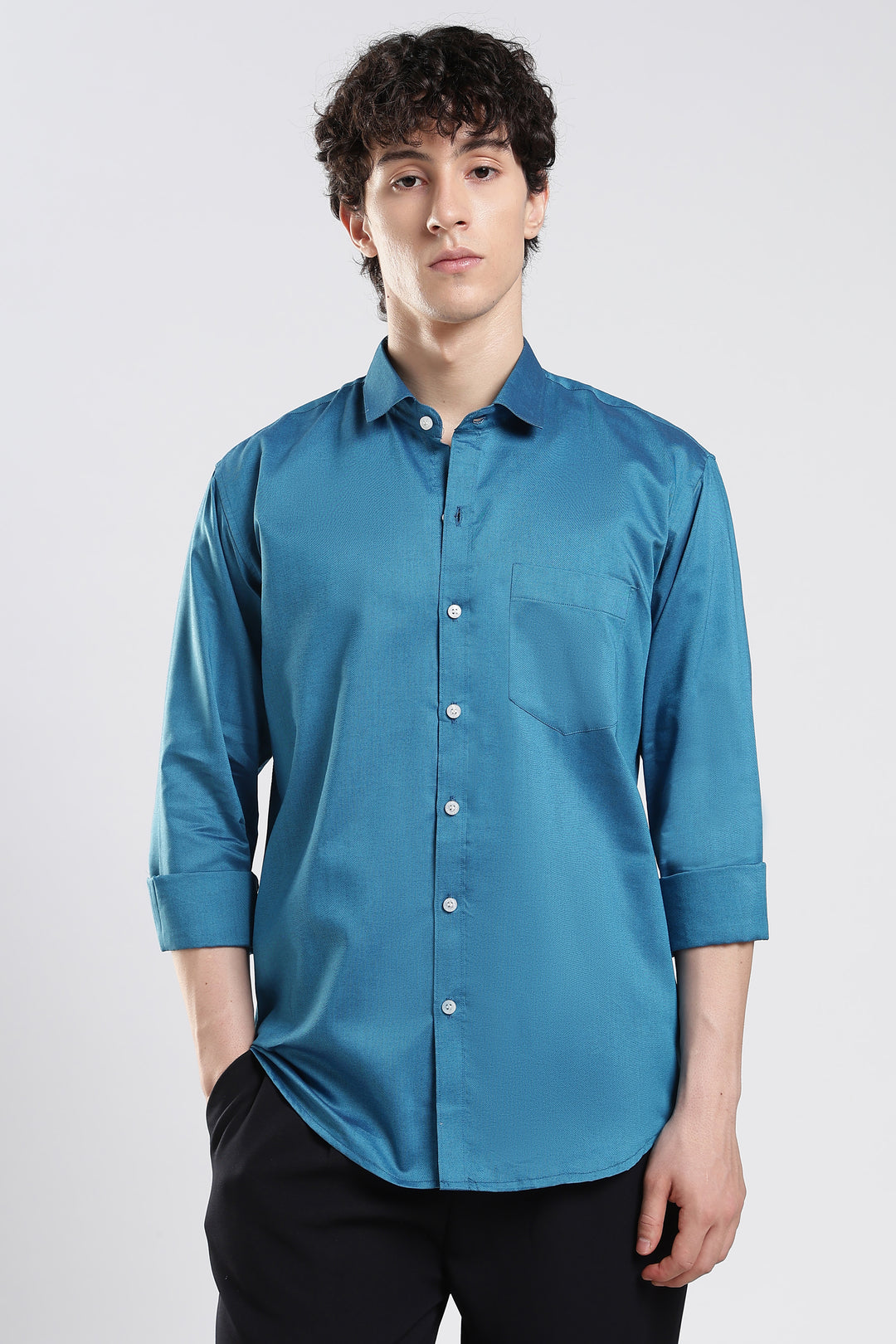 Teal full sleeve cotton shirt