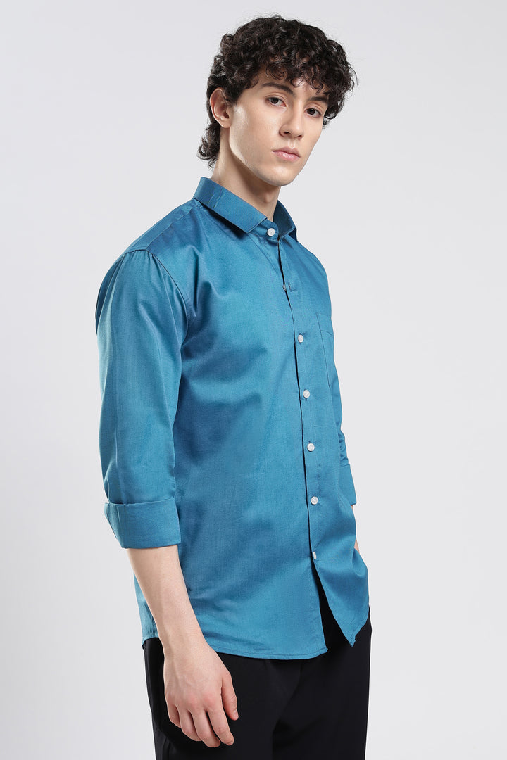 Teal full sleeve cotton shirt