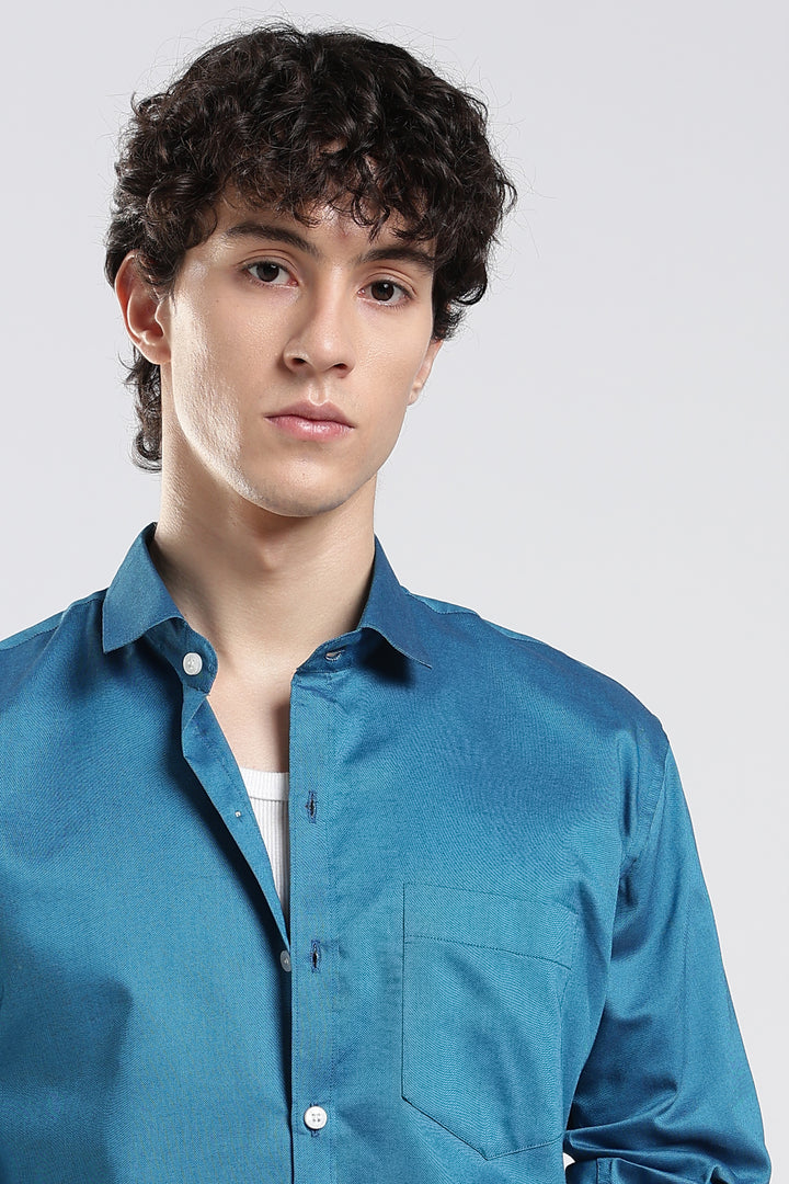 Teal full sleeve cotton shirt
