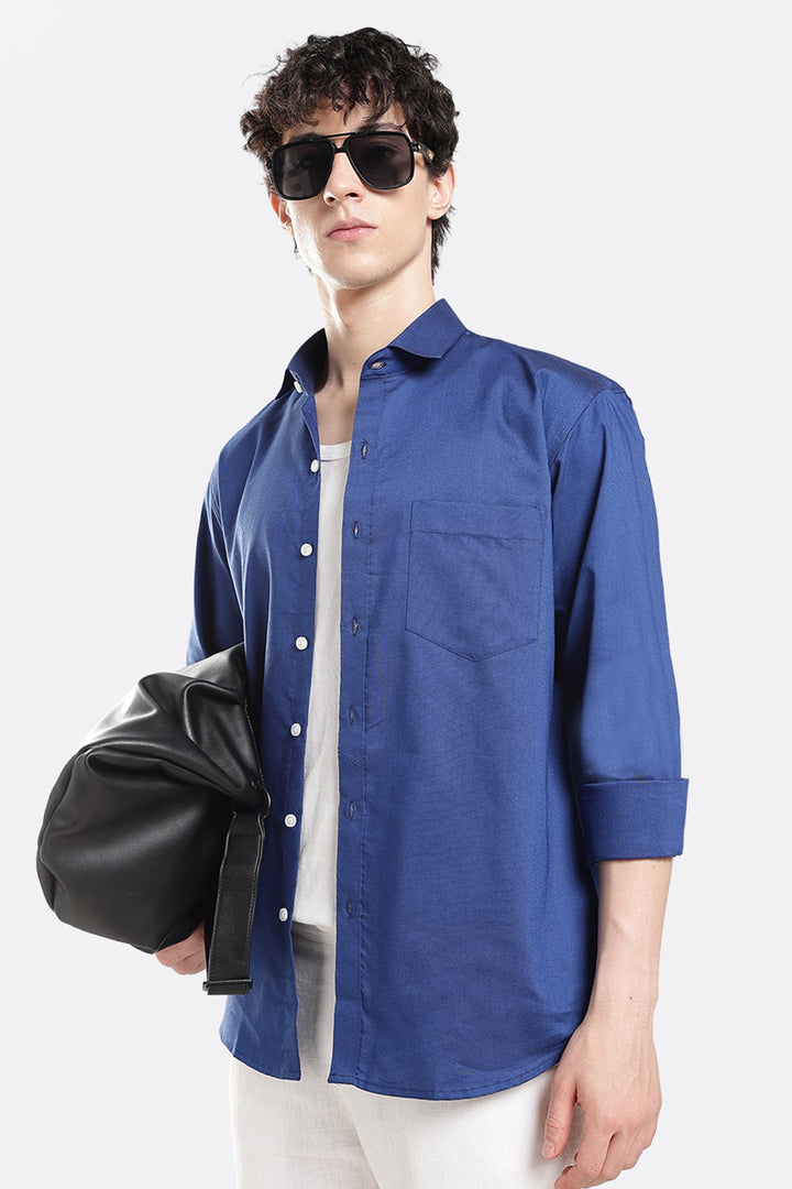 Blue full sleeve cotton shirt
