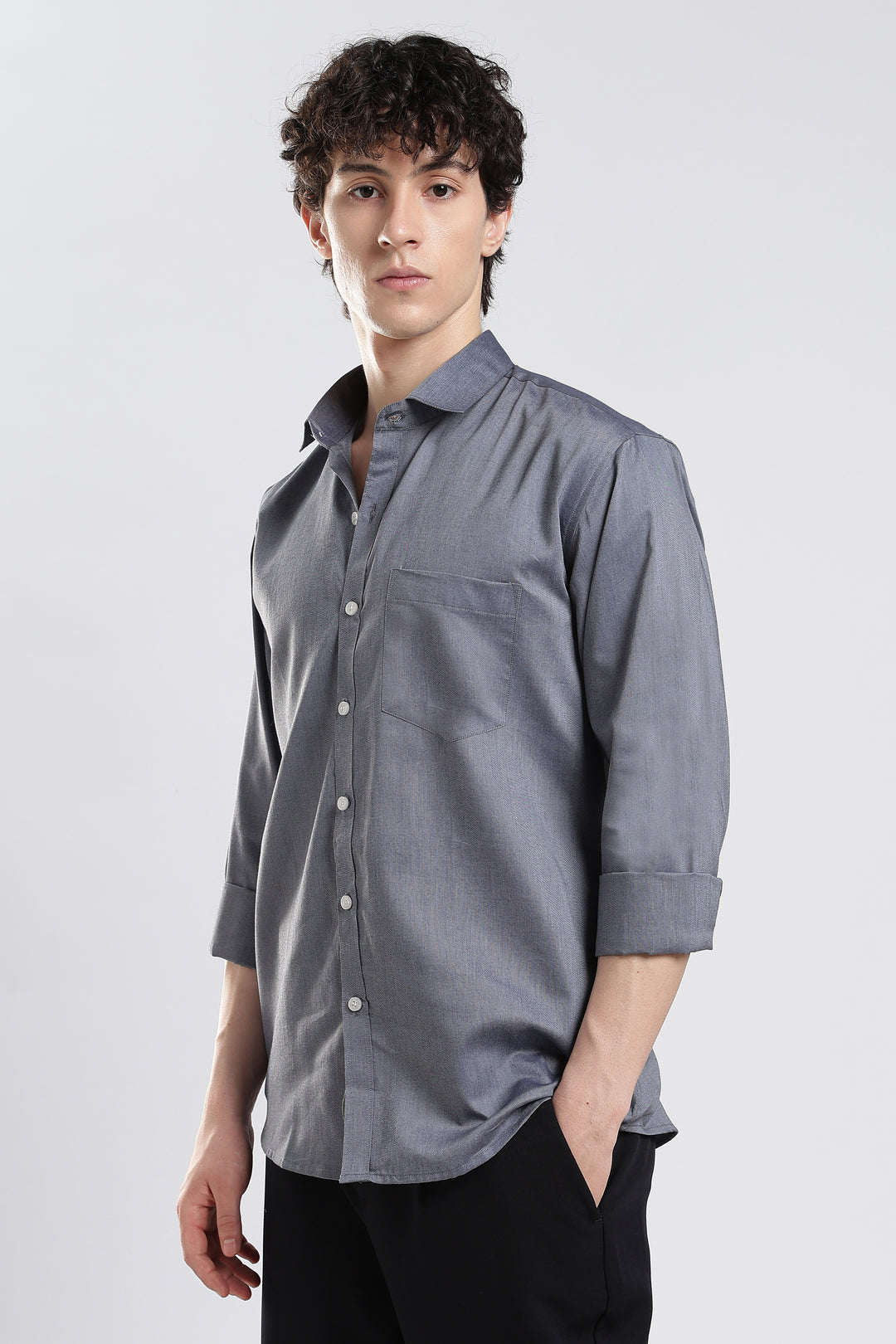 Grey full sleeve cotton shirt
