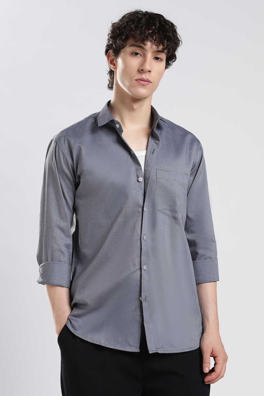 Grey full sleeve cotton shirt