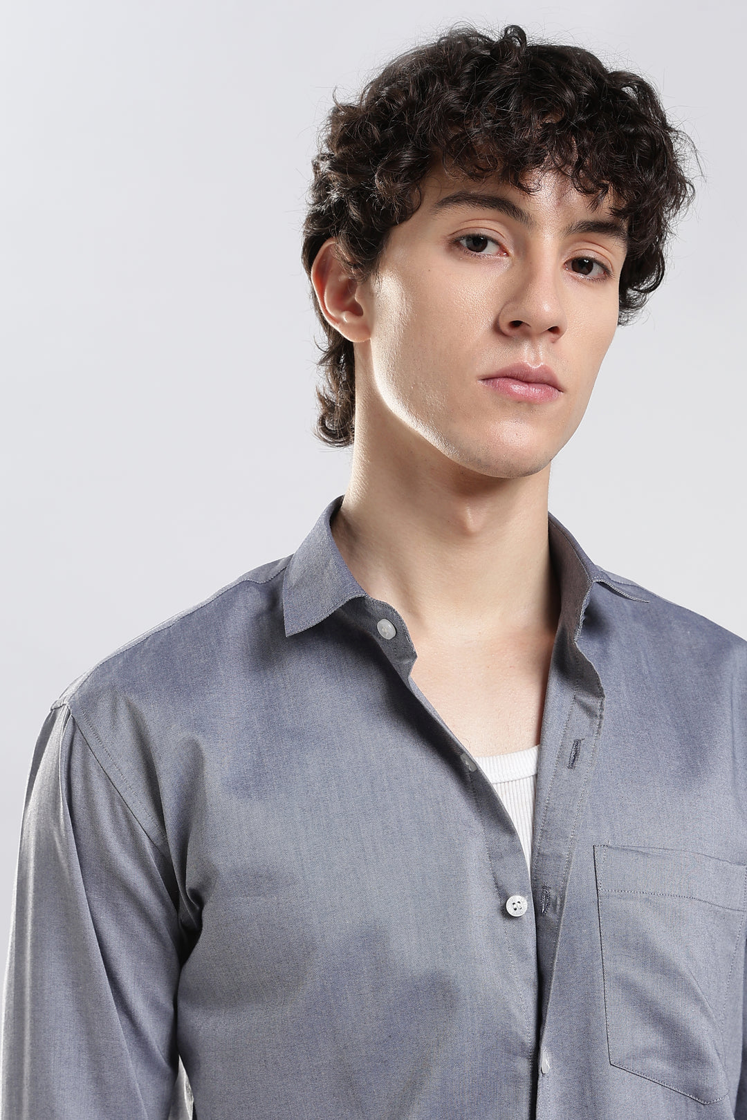 Grey full sleeve cotton shirt