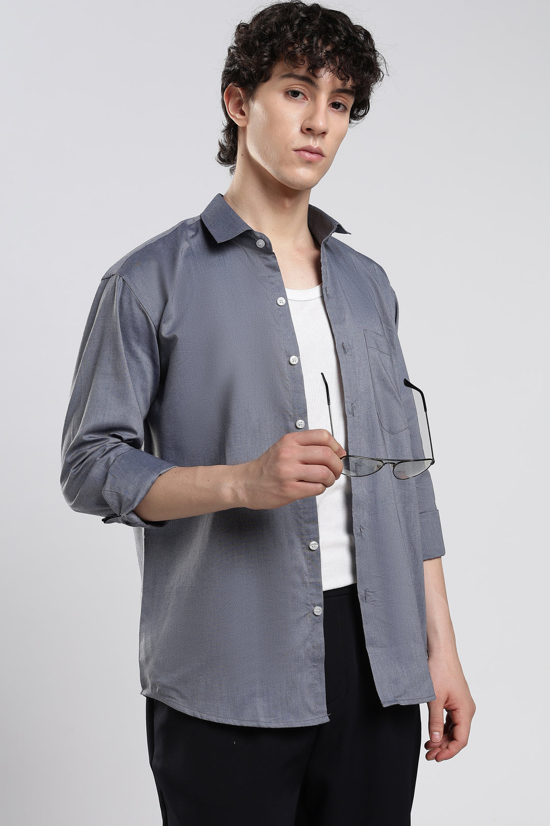 Grey full sleeve cotton shirt