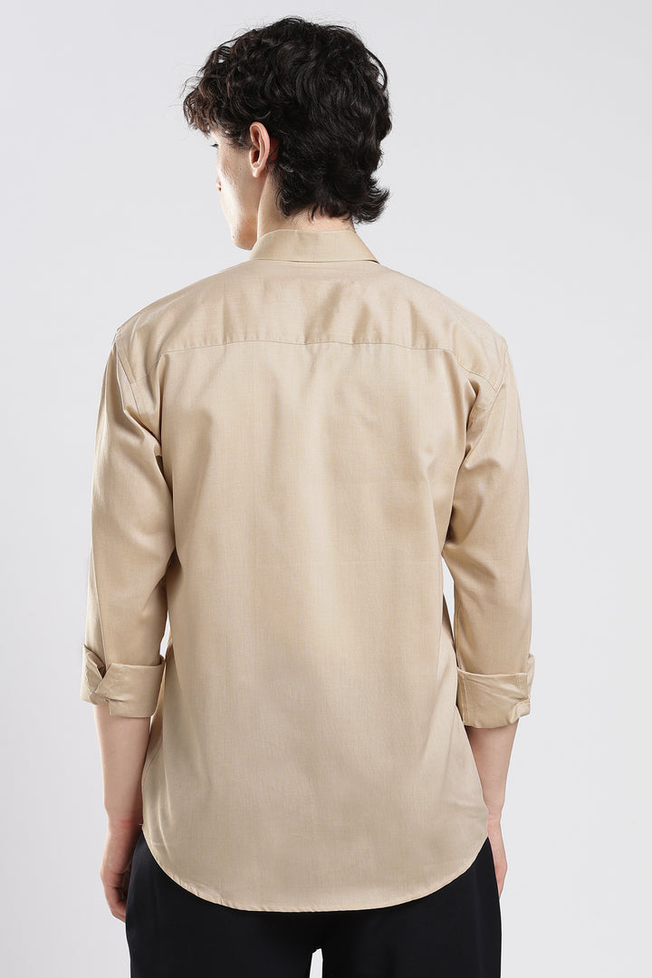 Beige full sleeve cotton shirt