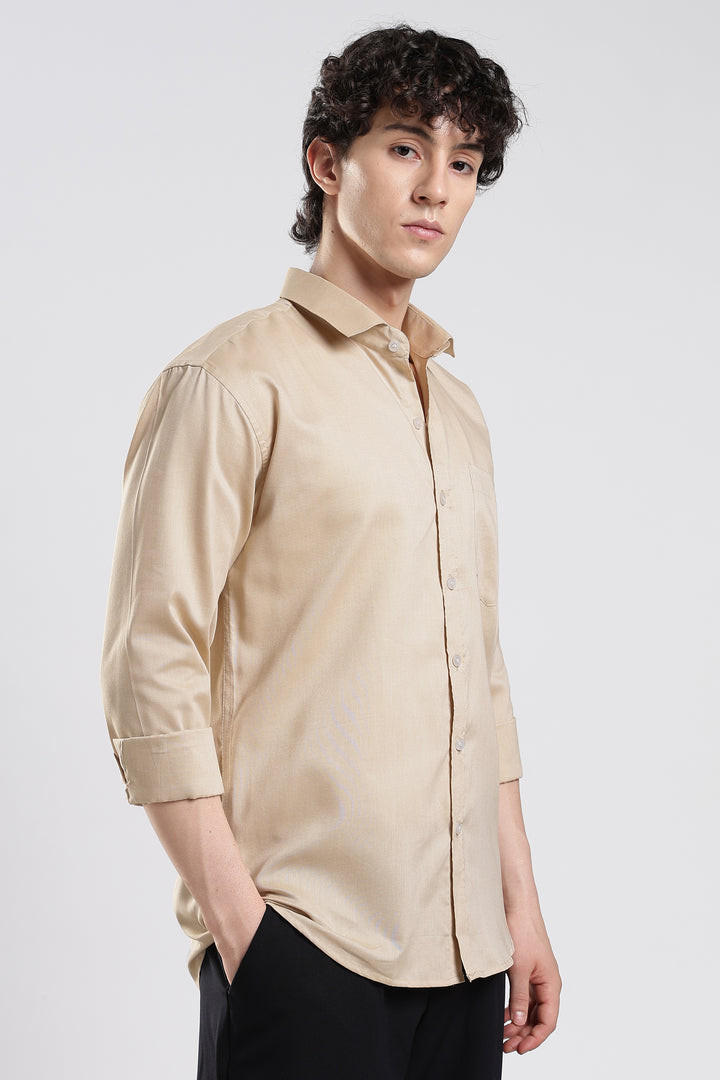 Beige full sleeve cotton shirt