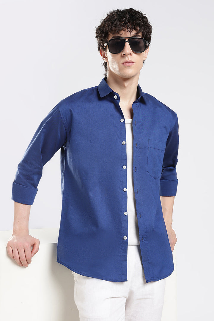 Blue full sleeve cotton shirt