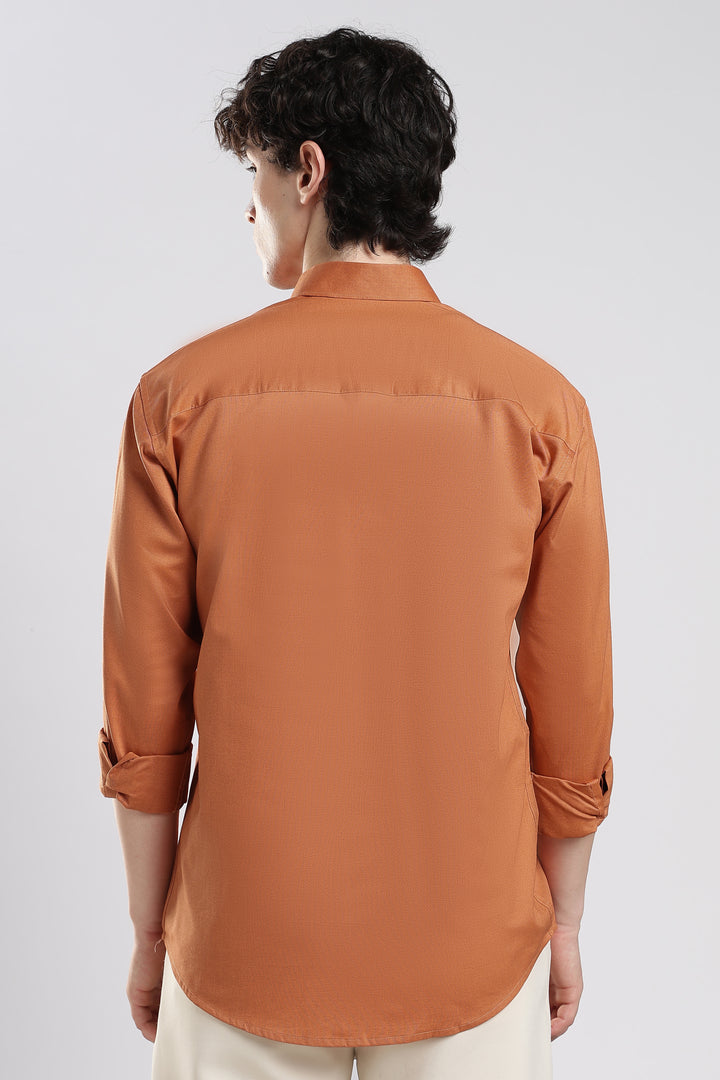Orange full sleeve cotton shirt