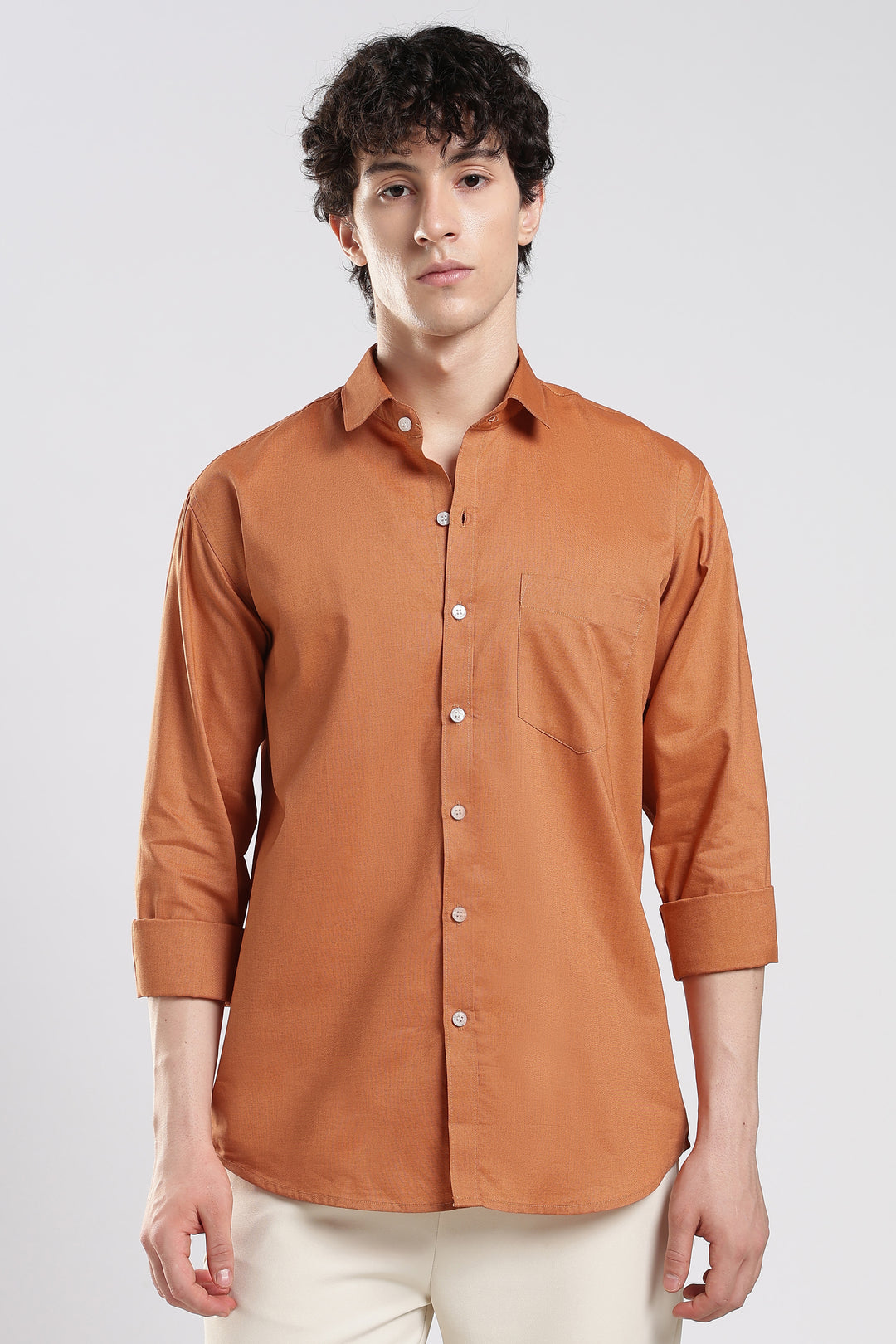 Orange full sleeve cotton shirt