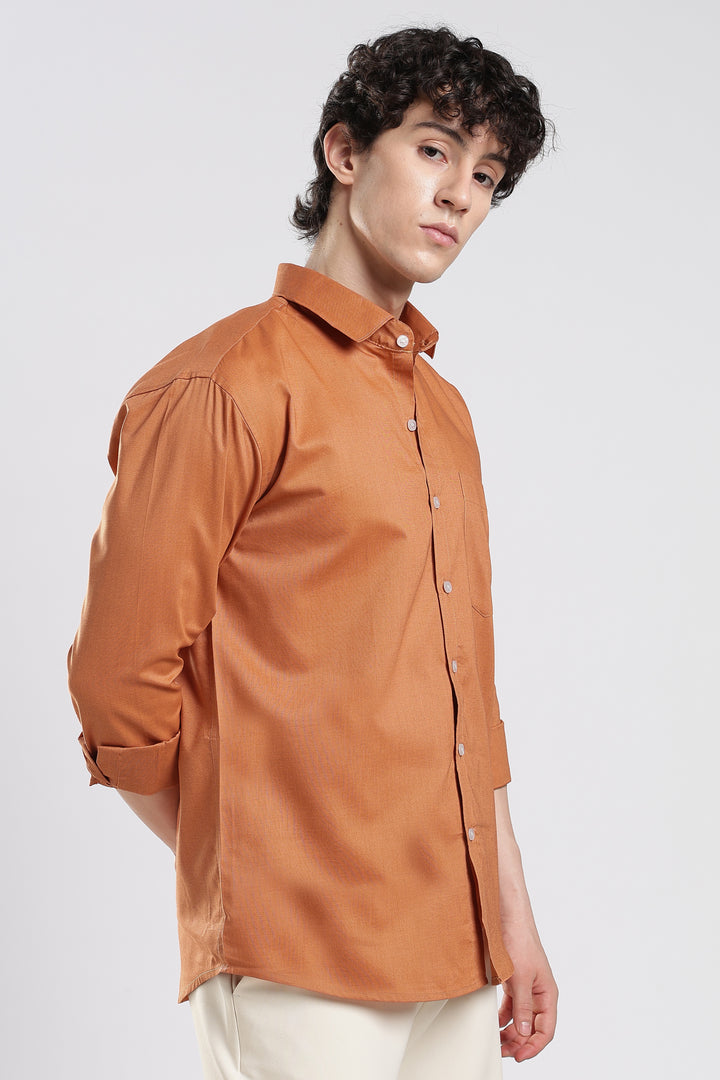 Orange full sleeve cotton shirt