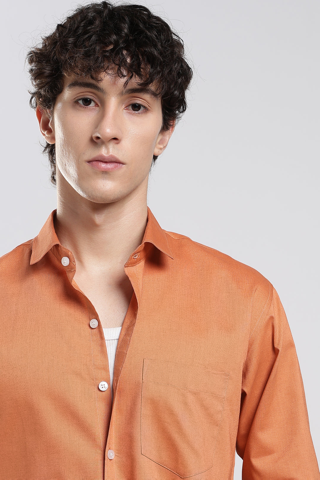 Orange full sleeve cotton shirt