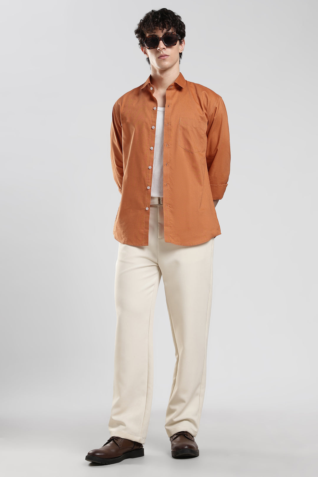 Orange full sleeve cotton shirt