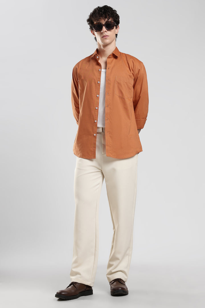 Orange full sleeve cotton shirt